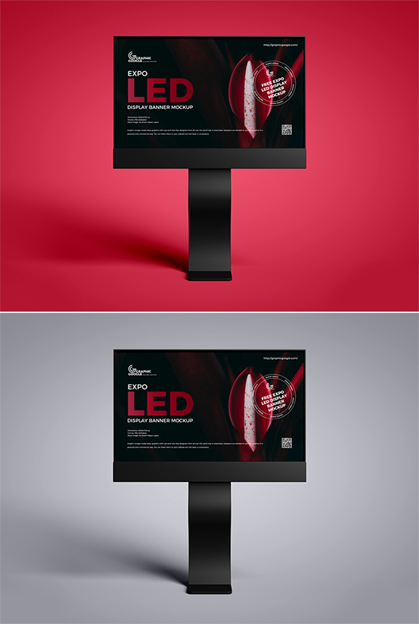 Free Awesome LED Advertising Display Banner PSD Mockup