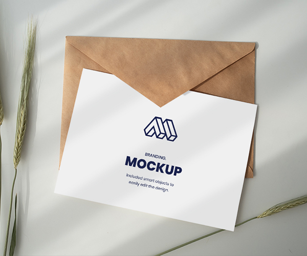 Paper Above Envelope Mockup