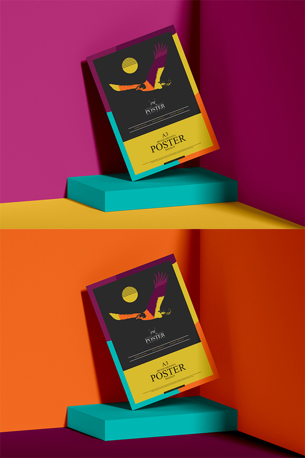 Brand Identity A3 Paper Poster Mockup Free