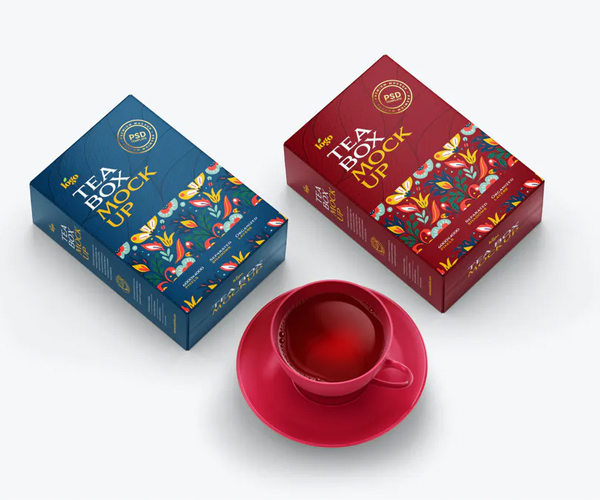 Tea Box with Cup Packaging Mockup
