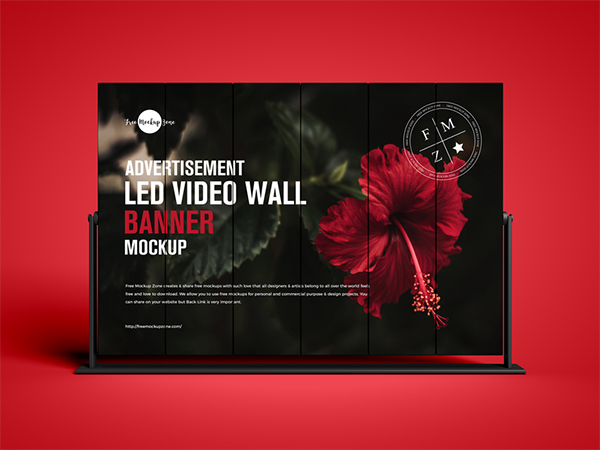 Free LED Video Wall Banner Mockup