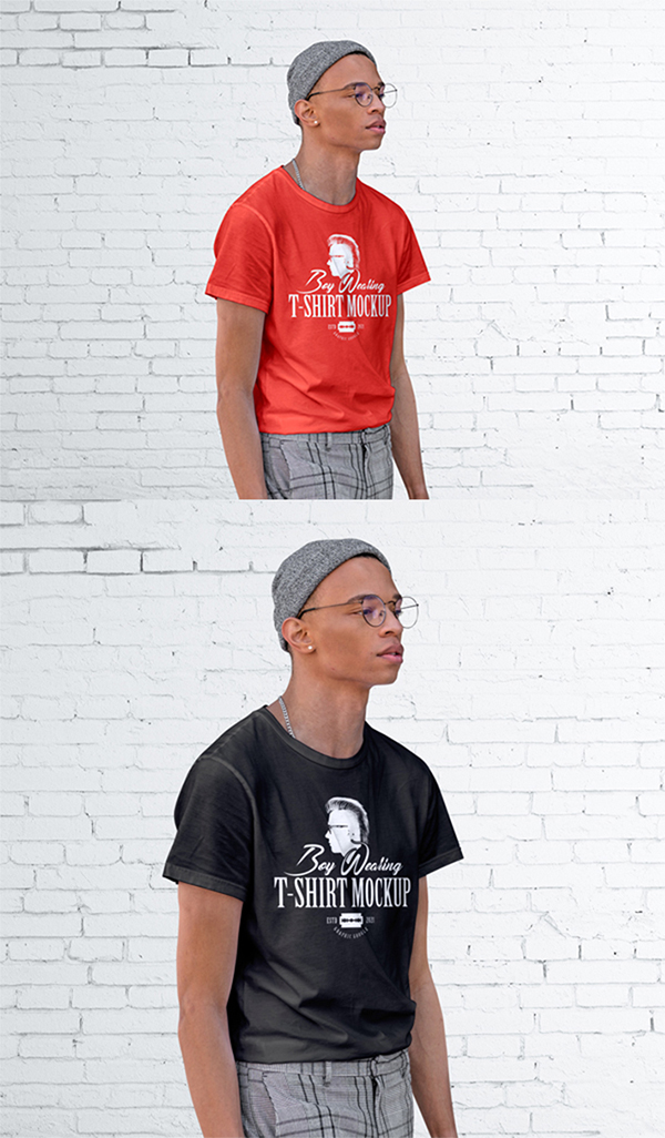 Free Download Awesome Boy T-Shirt PSD Mockup