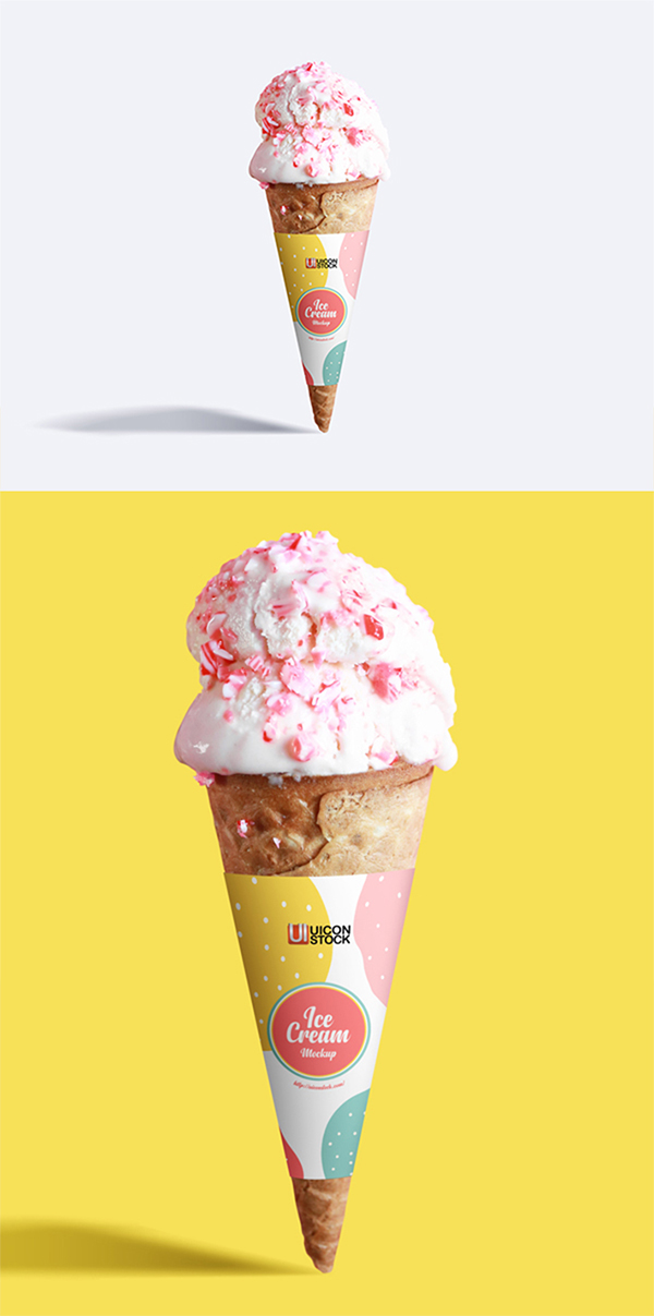Freebie : Cool Ice Cream PSD Mockup