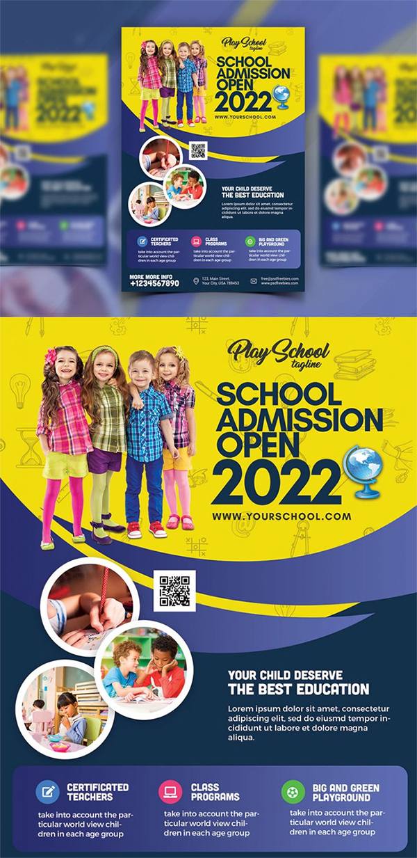 Free Attractive Creative School Admission Flyer Template
