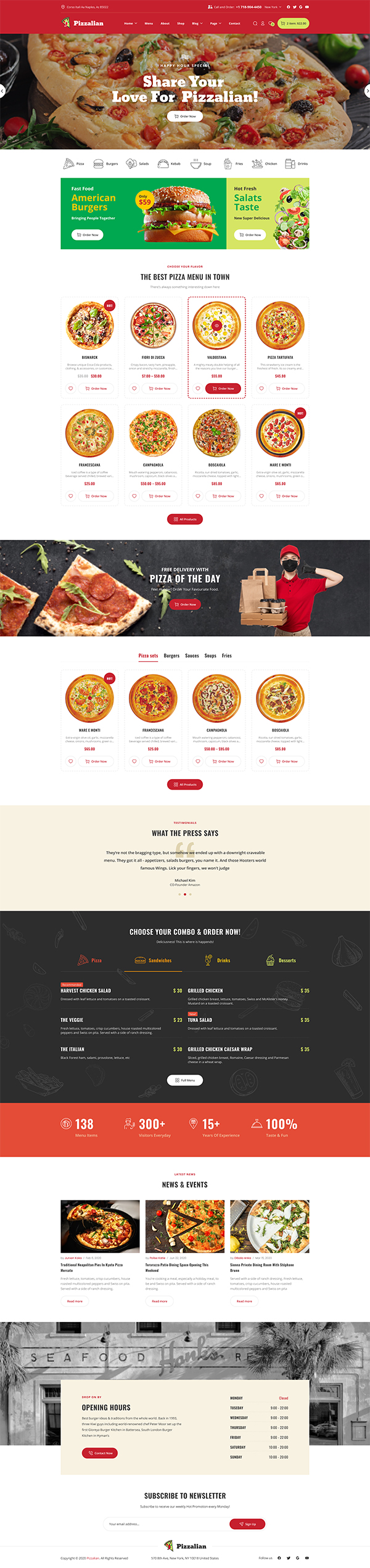 Piizalian - Fast Food Restaurant WordPress Theme