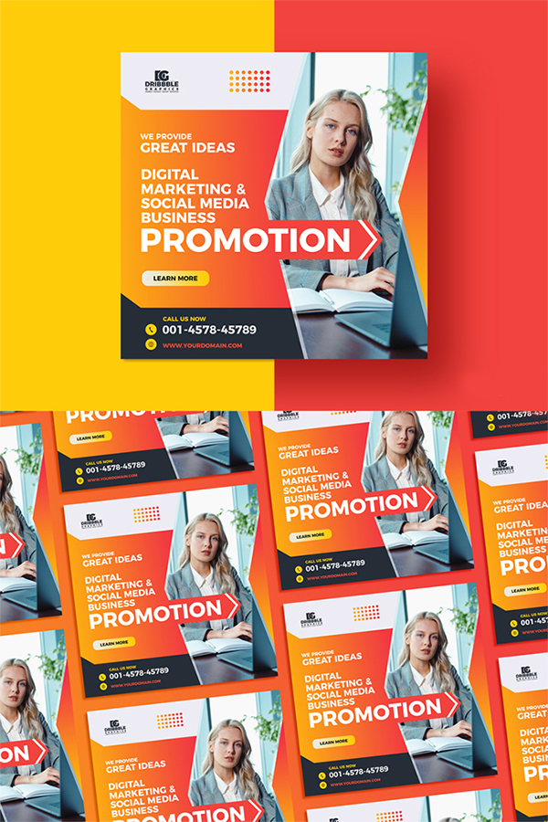 Attractive Digital Marketing Banner PSD Template (Flyer Design)