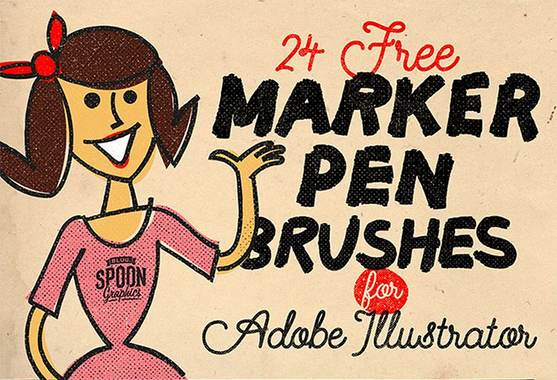 Free 24 Marker Pen Brushes for Illustrator